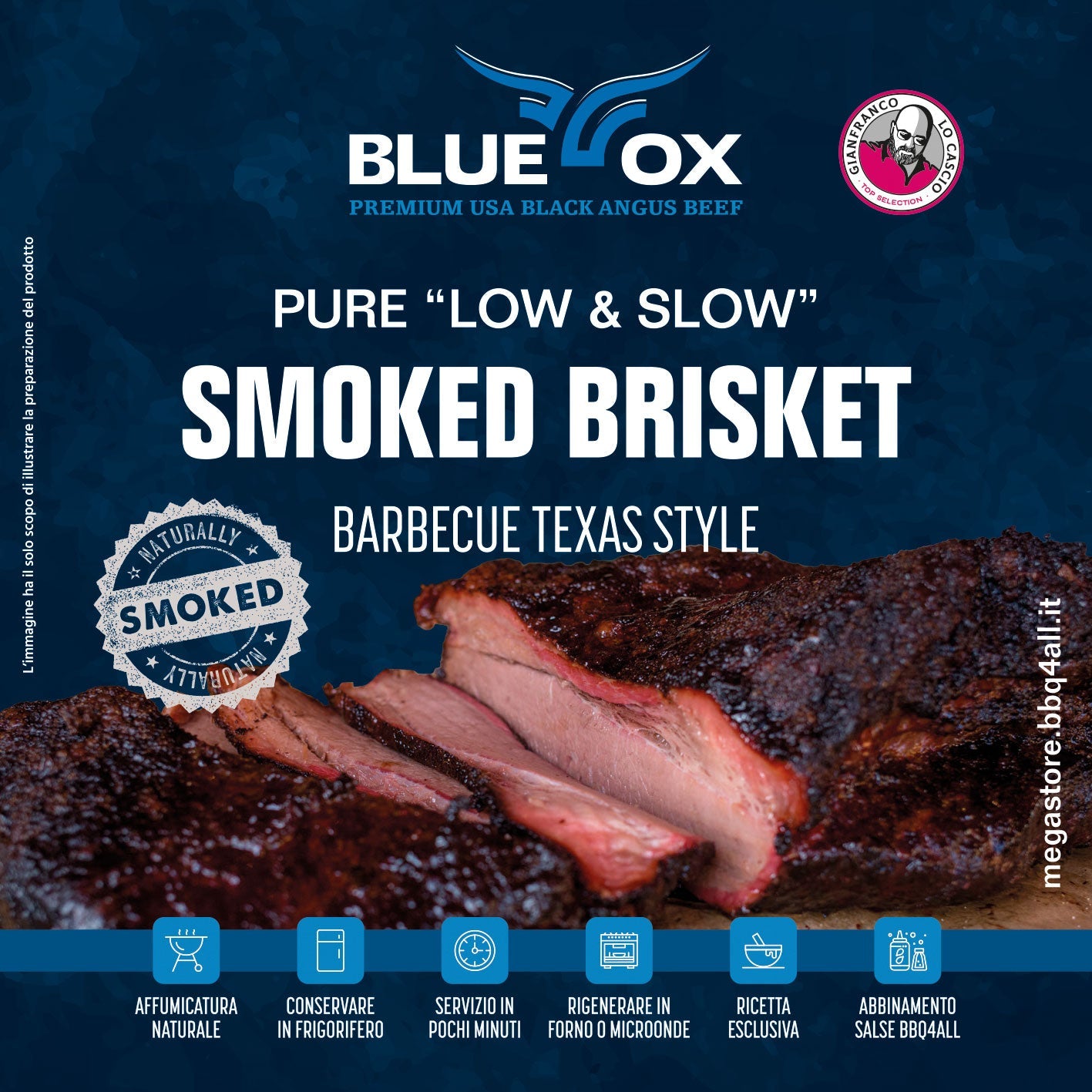 Smoked Barbecue Brisket Texas Style - Blue Ox - Black Angus Prime